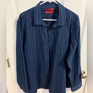 Alfani XXL fitted button down dress shirt blue striped
